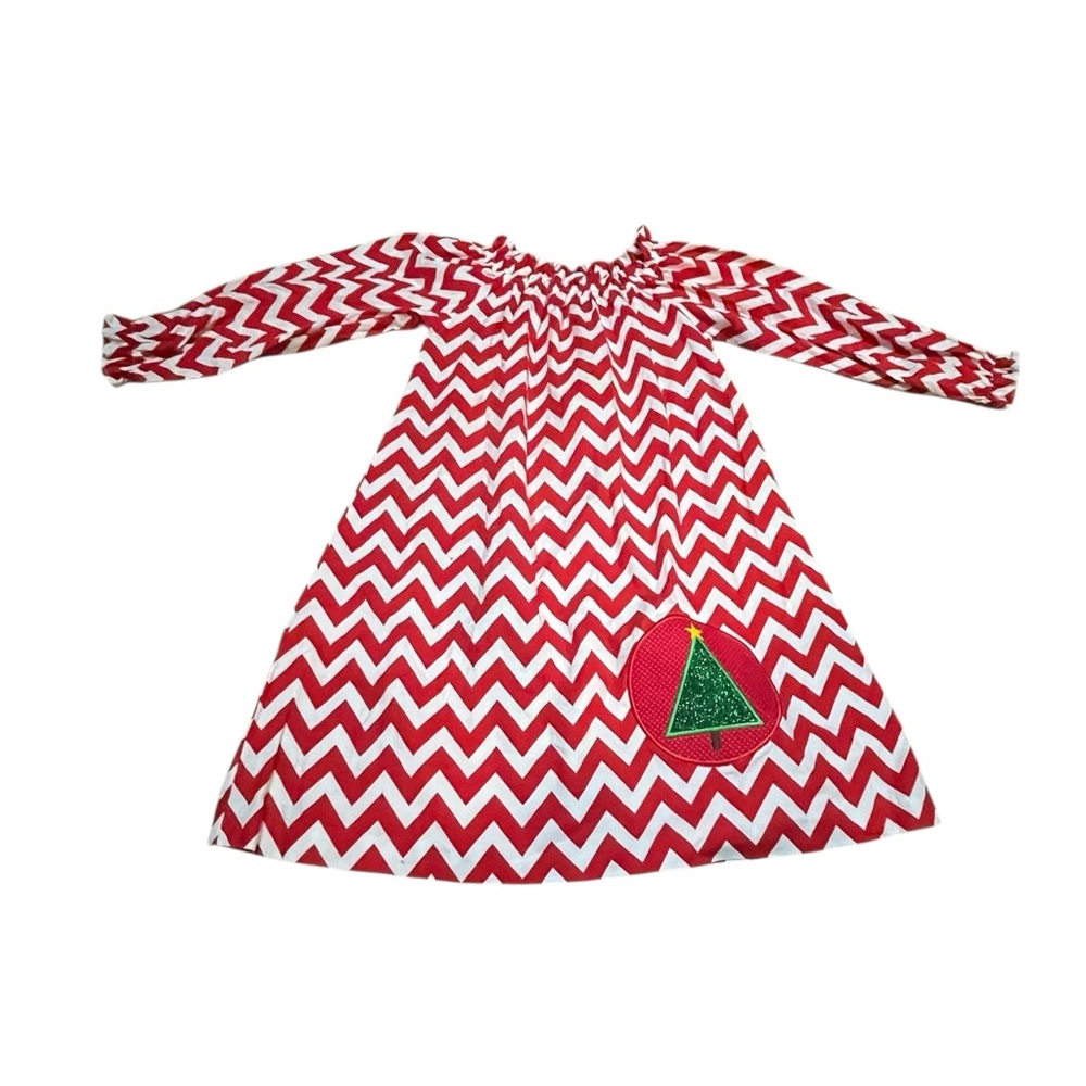 Be Mine Red and White Zigzag Kids Christmas Dress